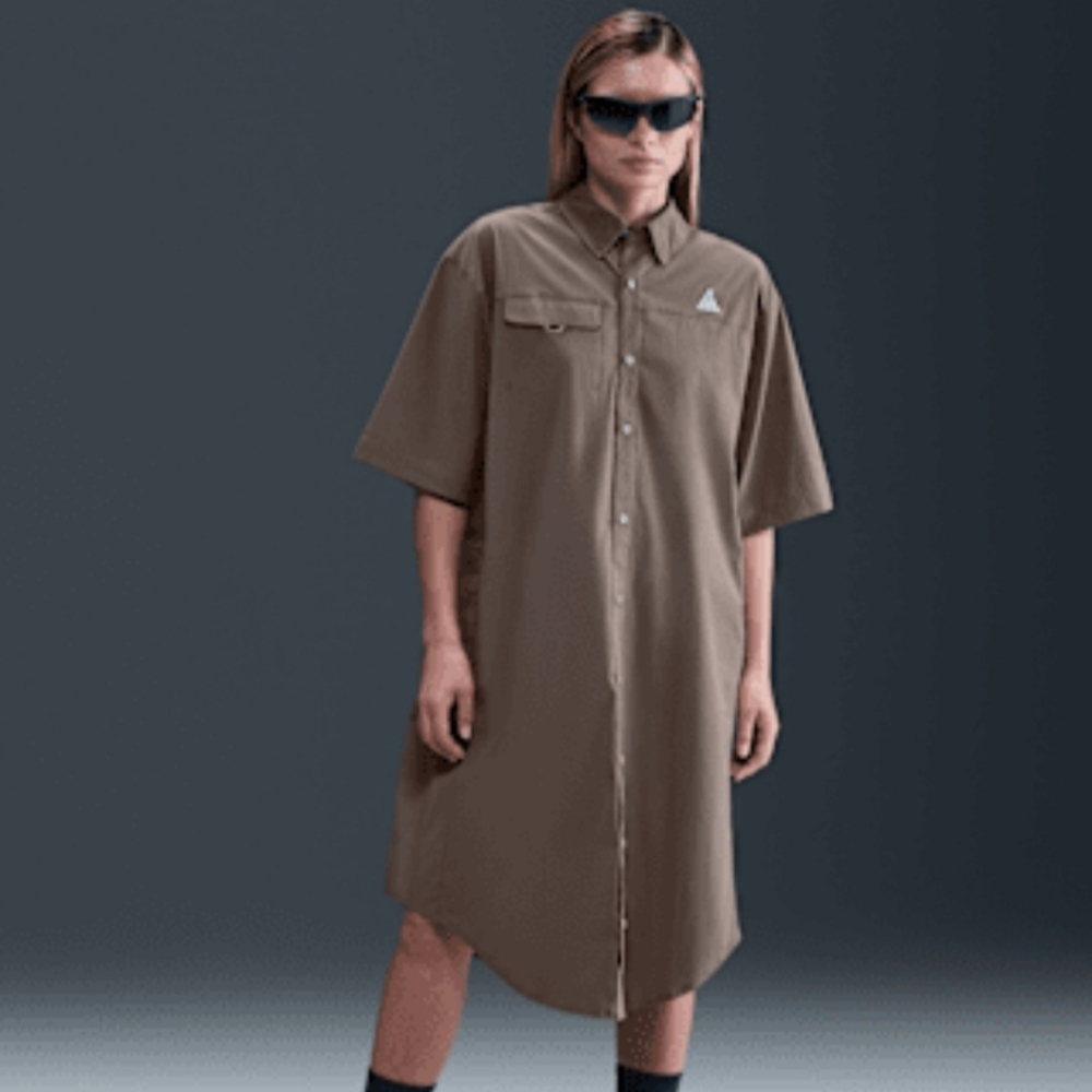 Nike ACG Olive-Brown Short Sleeve Button-Down Shirt